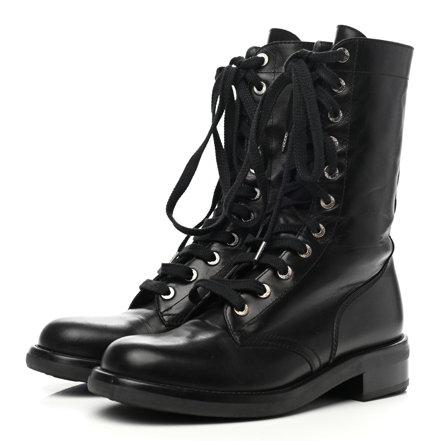 Crinkled Calfskin Paris Edinburgh CC Combat Boots 40 Black