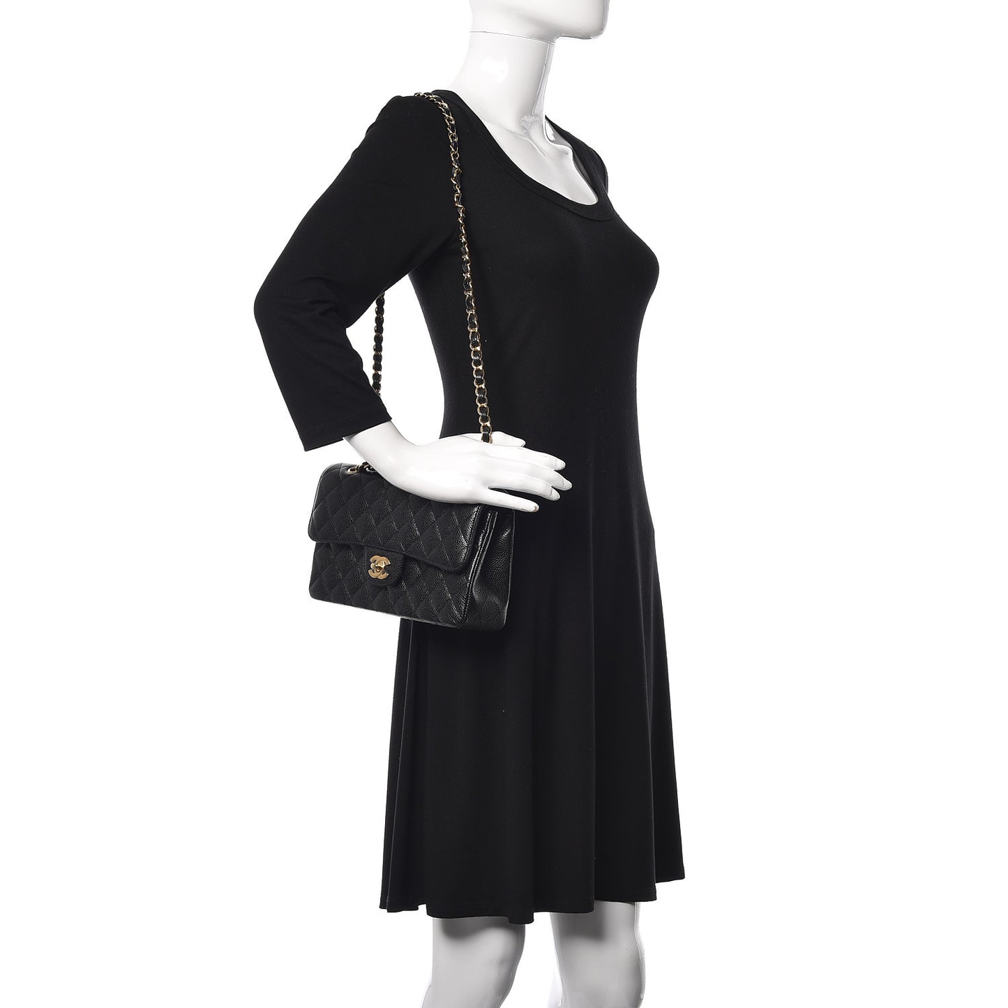 Caviar Quilted Small Double Flap Black