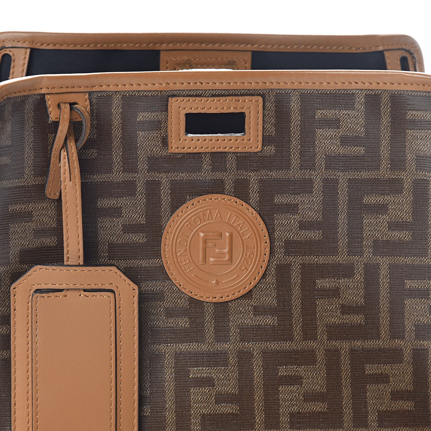 Glazed Fabric Vitello Century FF 1974 Stamp Patch Mini Peekaboo Defender Cover Mogano Panna Caramello