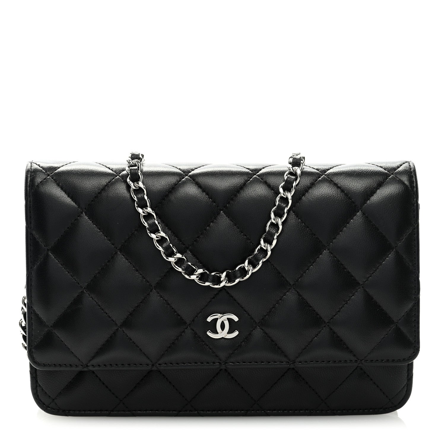 Chanel Lambskin Quilted Wallet On Chain WOC Black 1 of 9