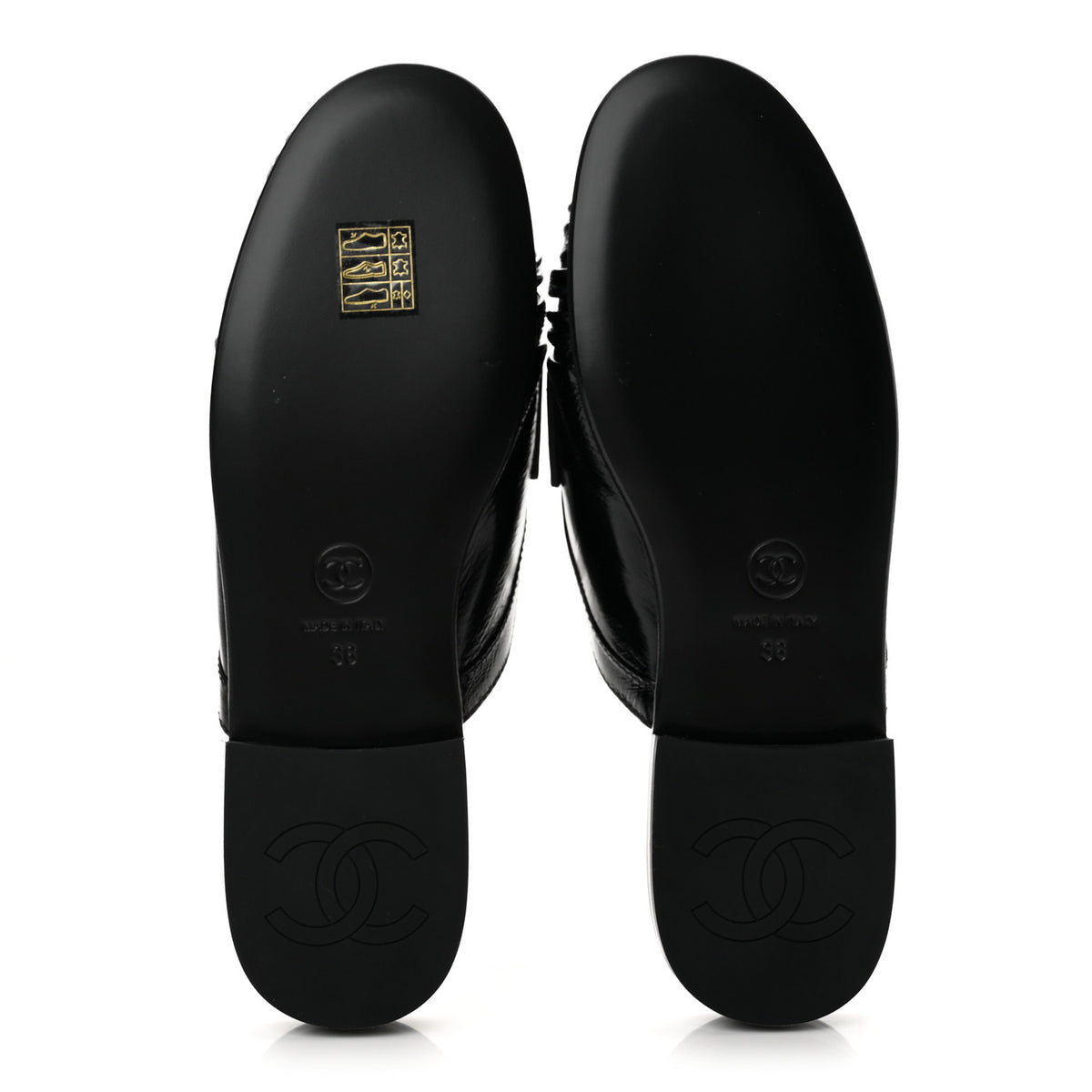 Shiny Crumpled Lambskin CC Mules 36 Black