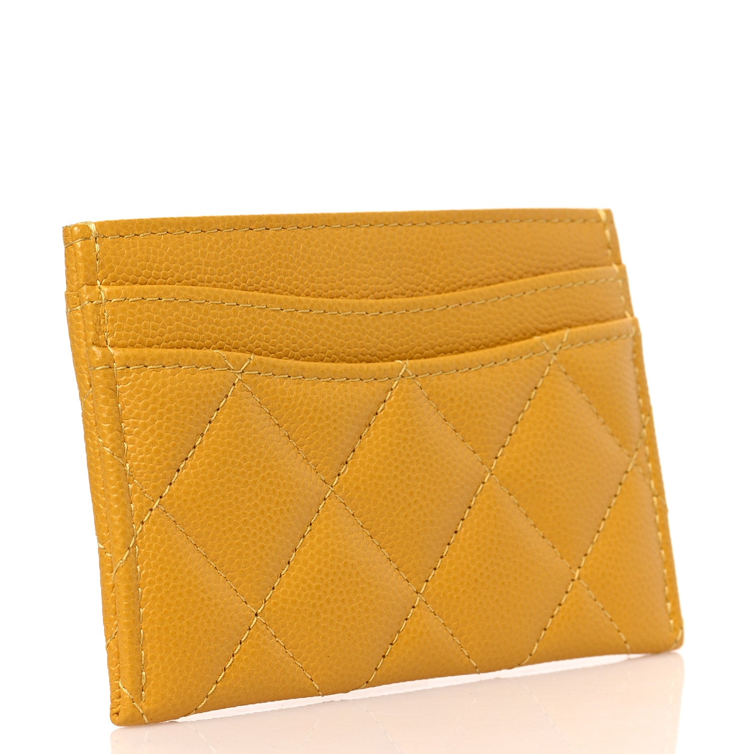 Chanel Caviar Quilted Card Holder Yellow 3 of 8