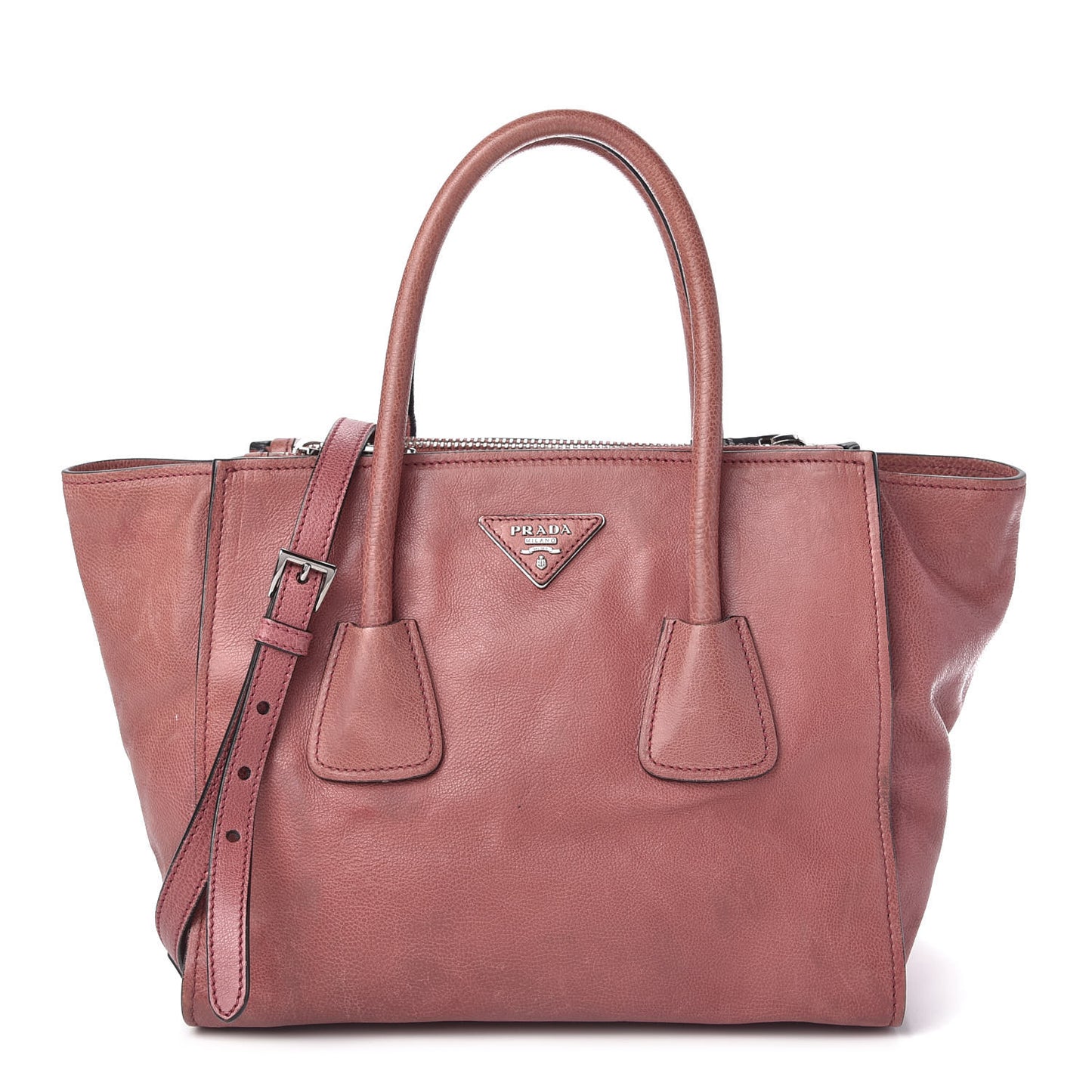 Glace Calf Small Twin Pocket Tote Pink