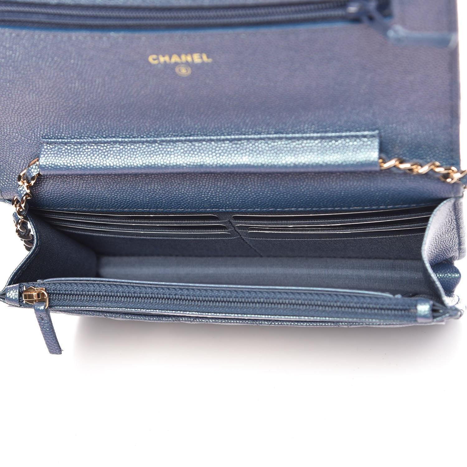 Chanel Iridescent Caviar Quilted Wallet on Chain WOC Dark Blue 6 of 12