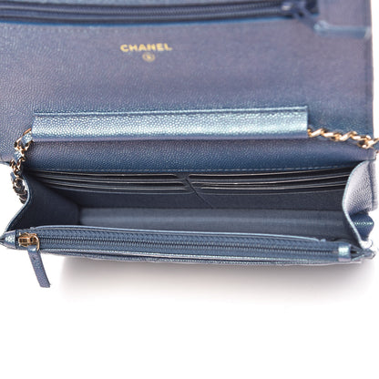 Chanel Iridescent Caviar Quilted Wallet on Chain WOC Dark Blue 6 of 12