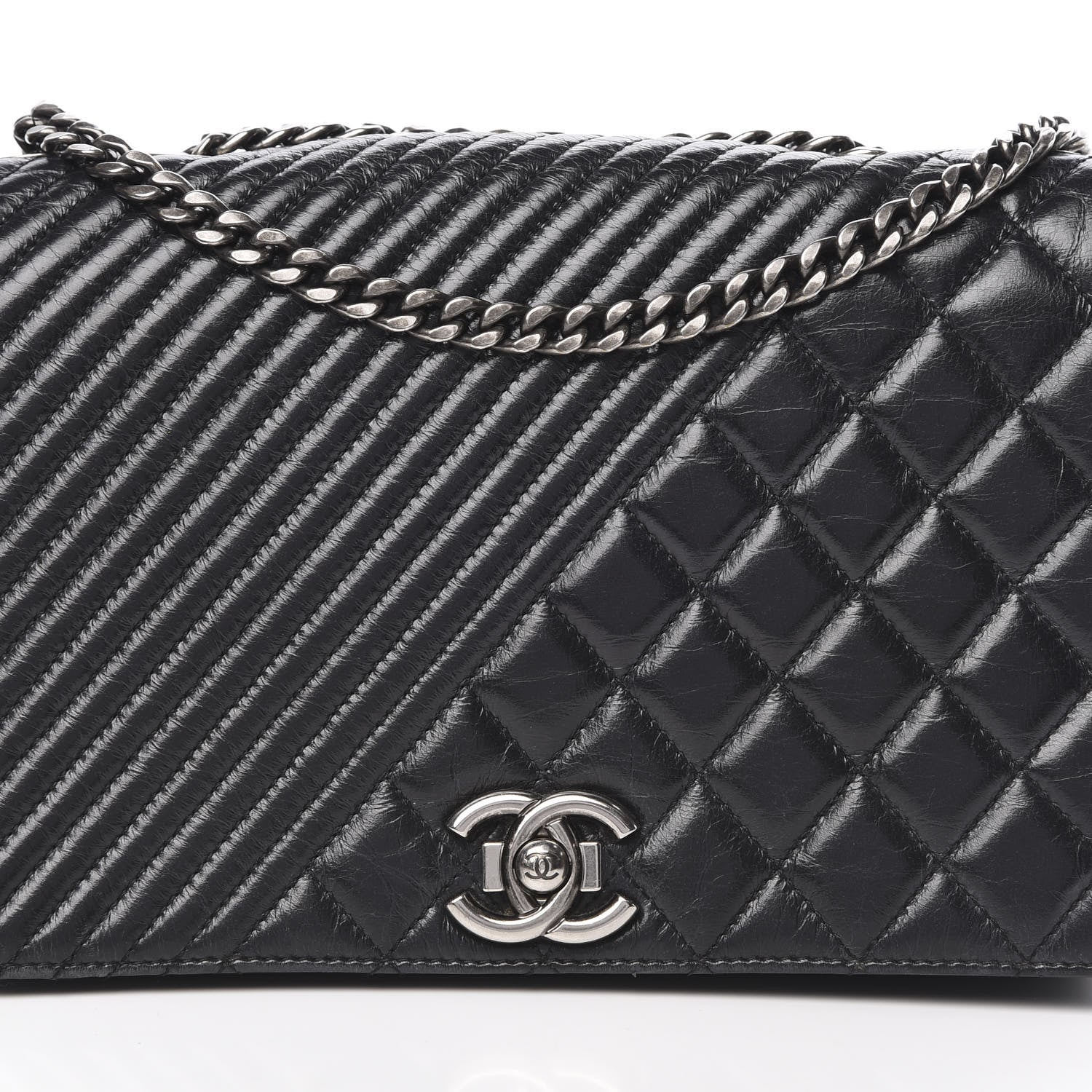 Chanel Glazed Calfskin Quilted Medium Coco Boy Flap Black 7 of 18