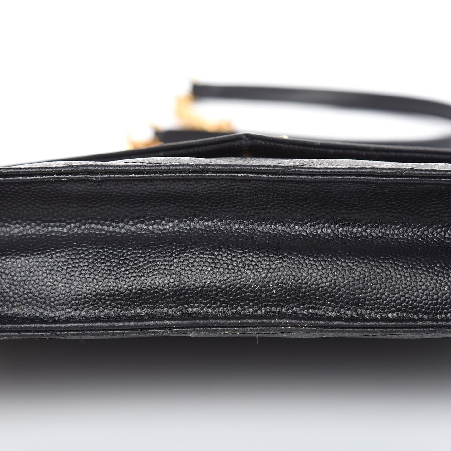 Grain De Poudre Matelasse Chevron Monogram Envelope Chain Wallet Black