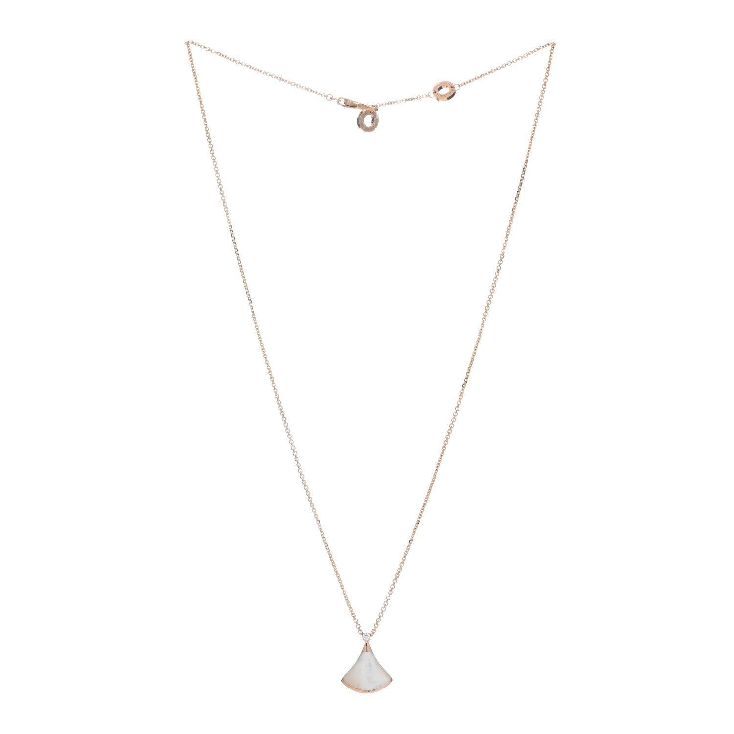 Bulgari 18K Rose Gold Diamond Mother of Pearl Small Divas' Dream Pendant Necklace 2 of 5