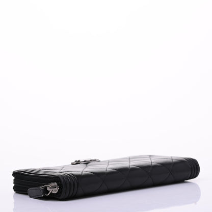 Chanel Lambskin Quilted Boy Zip Around Wallet Black 4 of 9