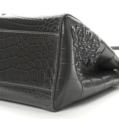 Fendi Crocodile Embroidered Mini Peekaboo Iconic Satchel Grey 11 of 11