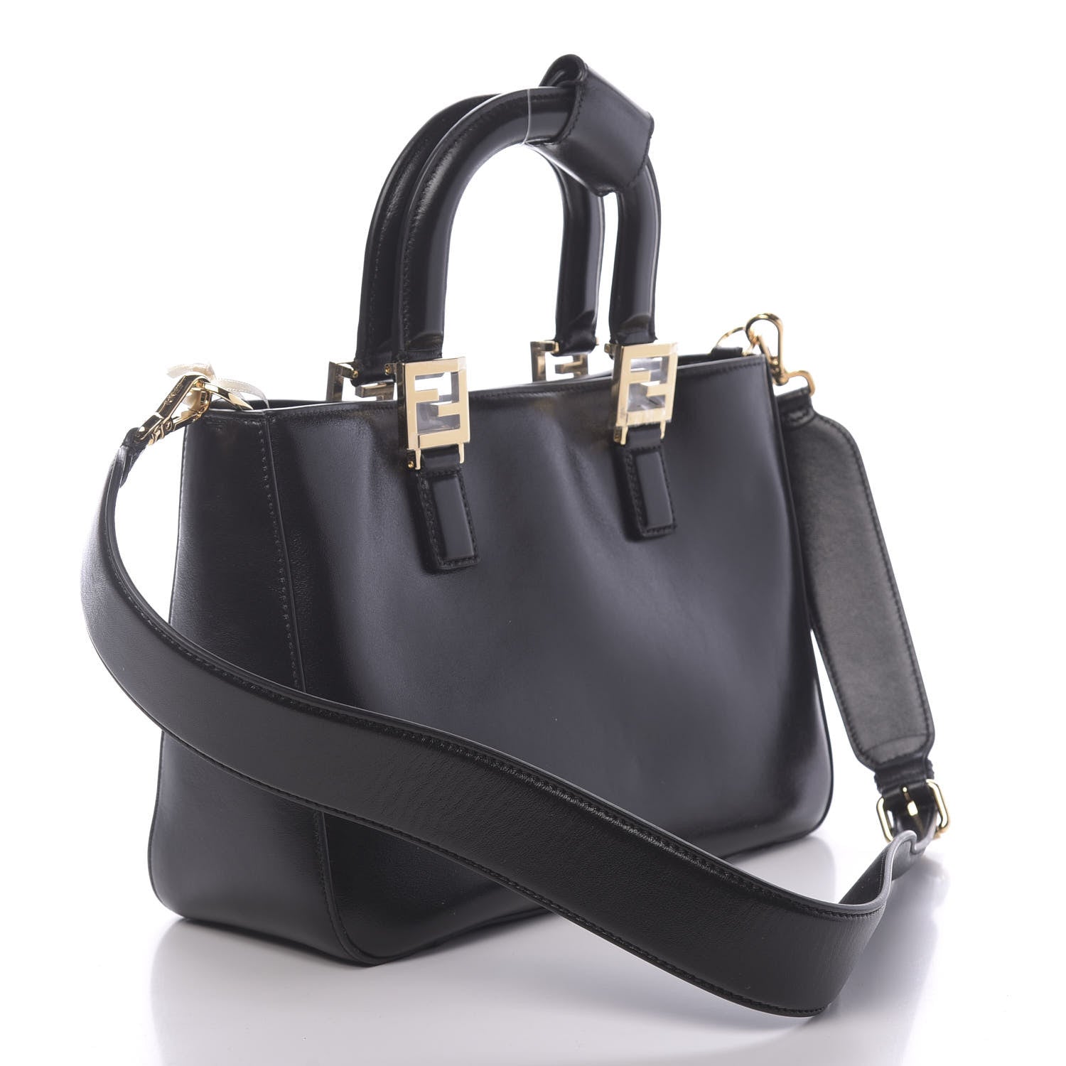 Fendi Vitello Glacier Small FF Tote Black 3 of 10