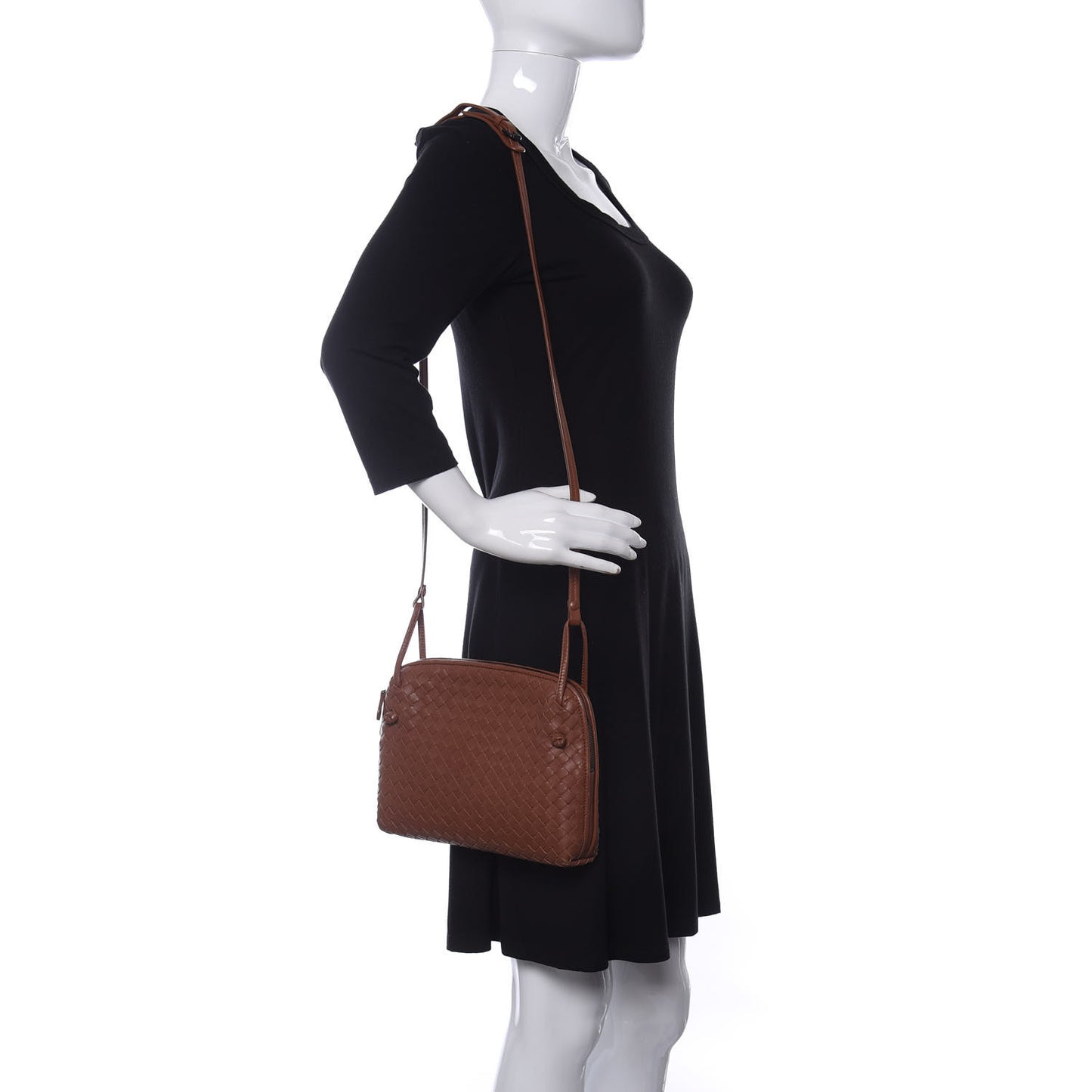 Nappa Intrecciato Pillow Crossbody Messenger Dark Calvados