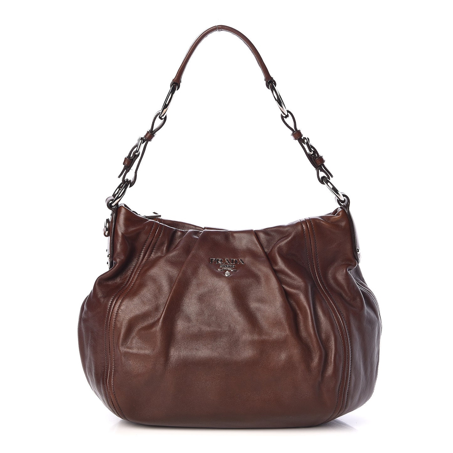 Soft Calf Pleated Hobo Nocciolo