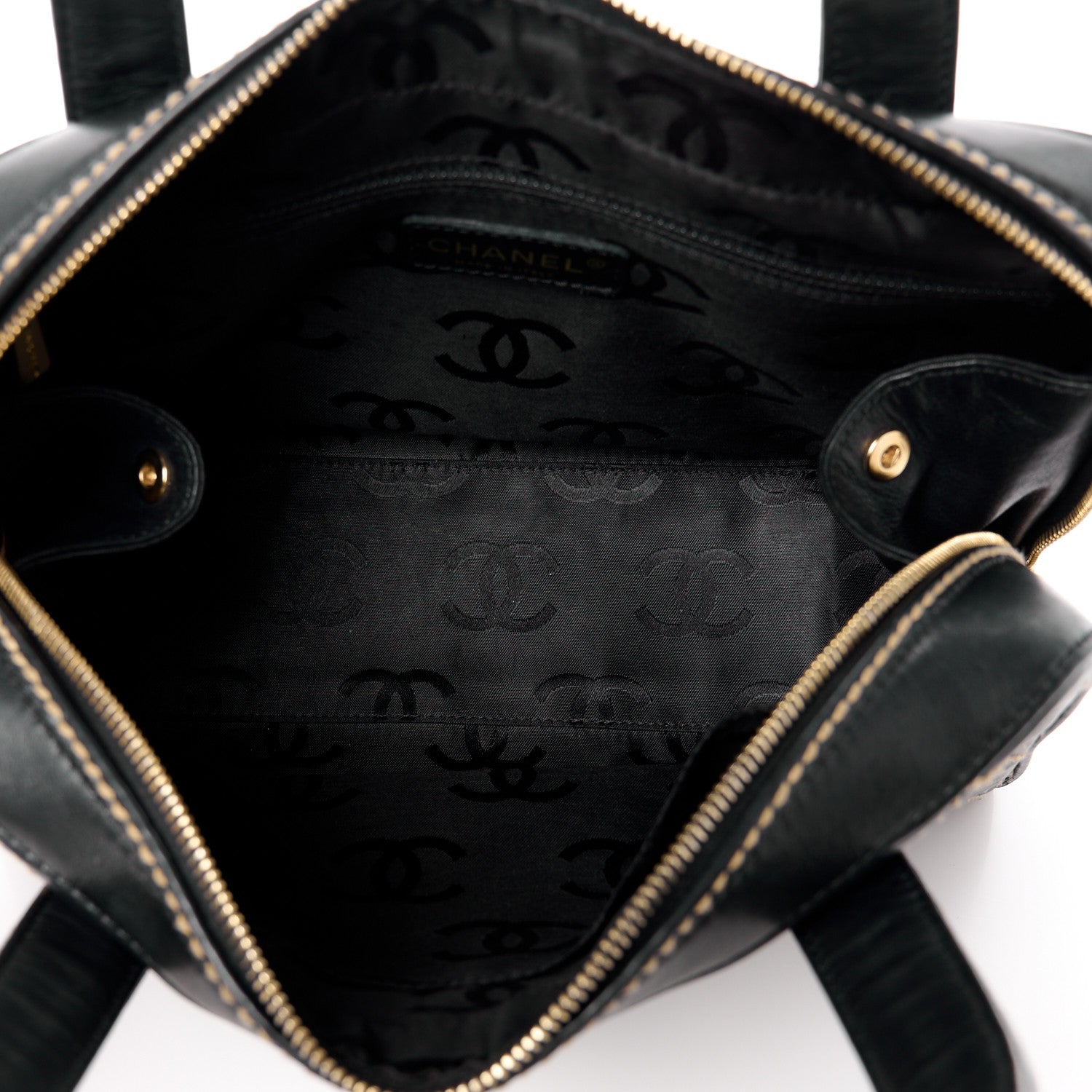 Chanel Calfskin Contrast Stitch Surpique Bowler Black 5 of 12