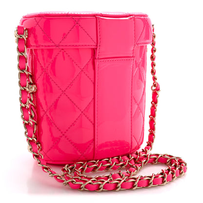 Chanel Patent Quilted CC Vani-Tea Case With Chain Neon Pink 3 of 11