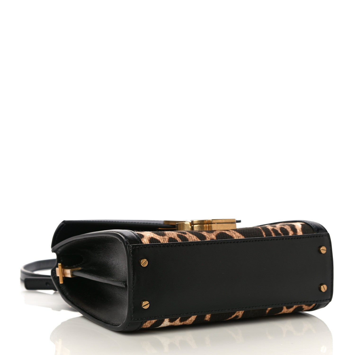 Saint Laurent Canvas Leopard Print Mini Classic Monogram Cassandra Top Handle Black 4 of 11