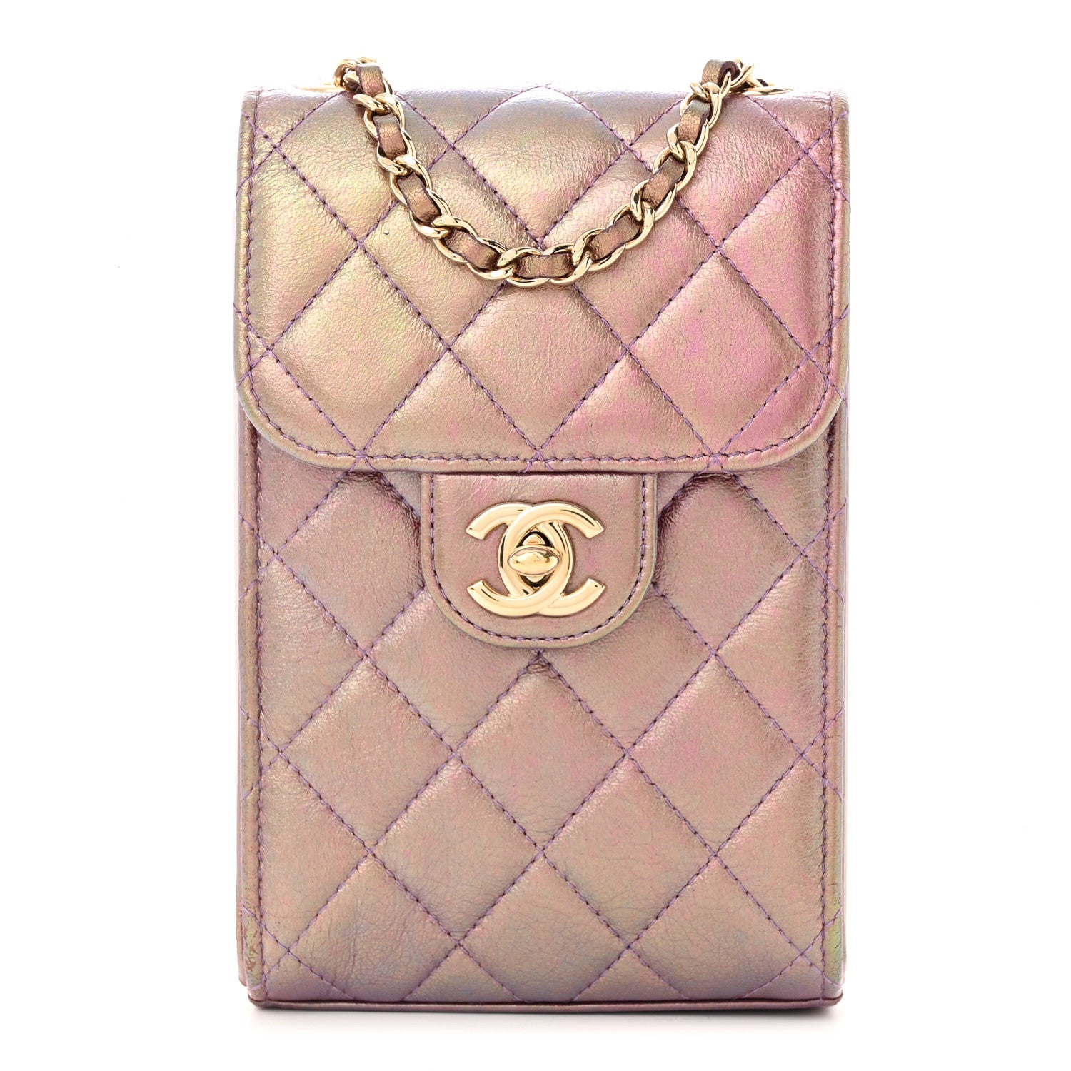 Chanel Iridescent Lambskin Quilted CC Phone Holder Purple 1 of 13