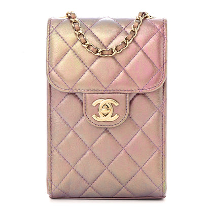 Chanel Iridescent Lambskin Quilted CC Phone Holder Purple 1 of 13