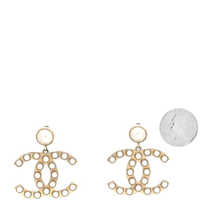 Chanel Metal Pearl CC Dangle Earrings Gold 2 of 4