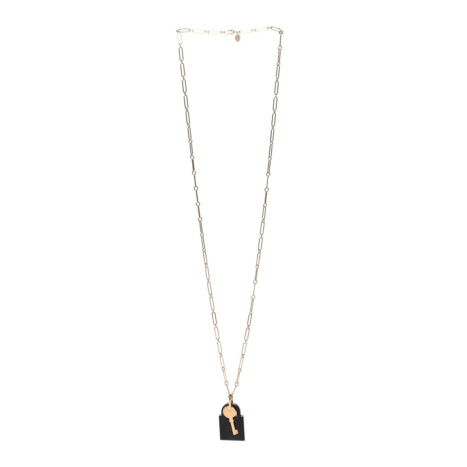Hermes Permabrass Buffalo Horn Amulette Padlock Large Pendant Necklace 3 of 5