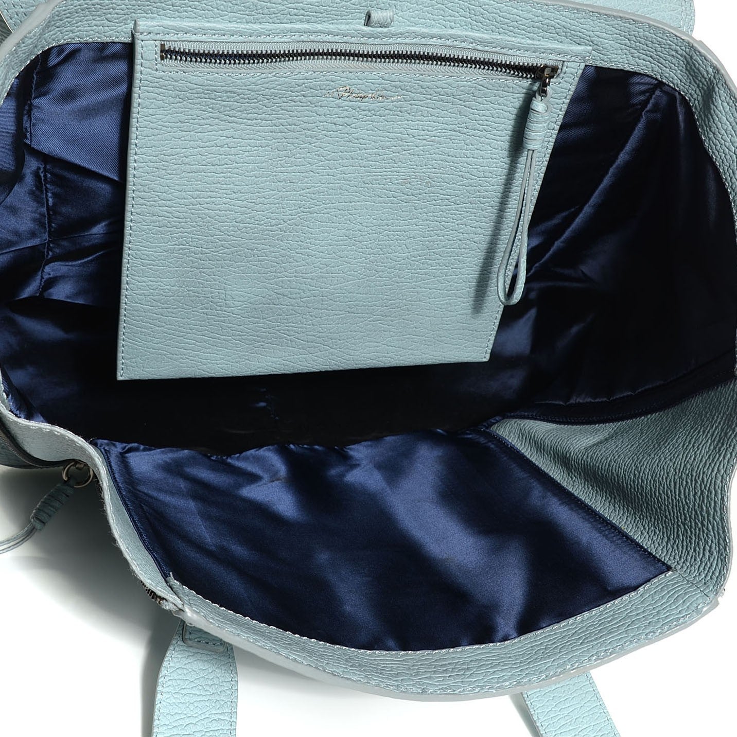 3.1 Phillip Lim 3.1 Textured Calfskin Large Pashli Satchel Light Blue 5 of 12