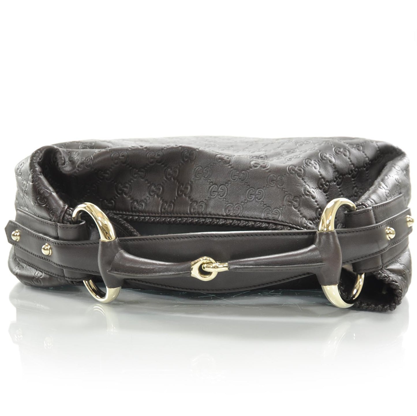 Guccissima Large Horsebit Chain Hobo Brown