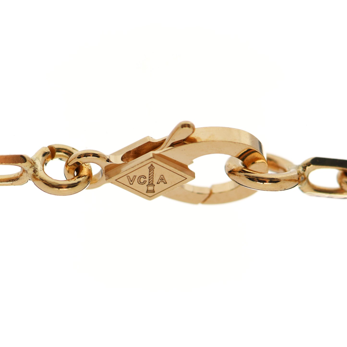 18K Yellow Gold Diamond 5 Motifs Guilloche Vintage Alhambra Bracelet