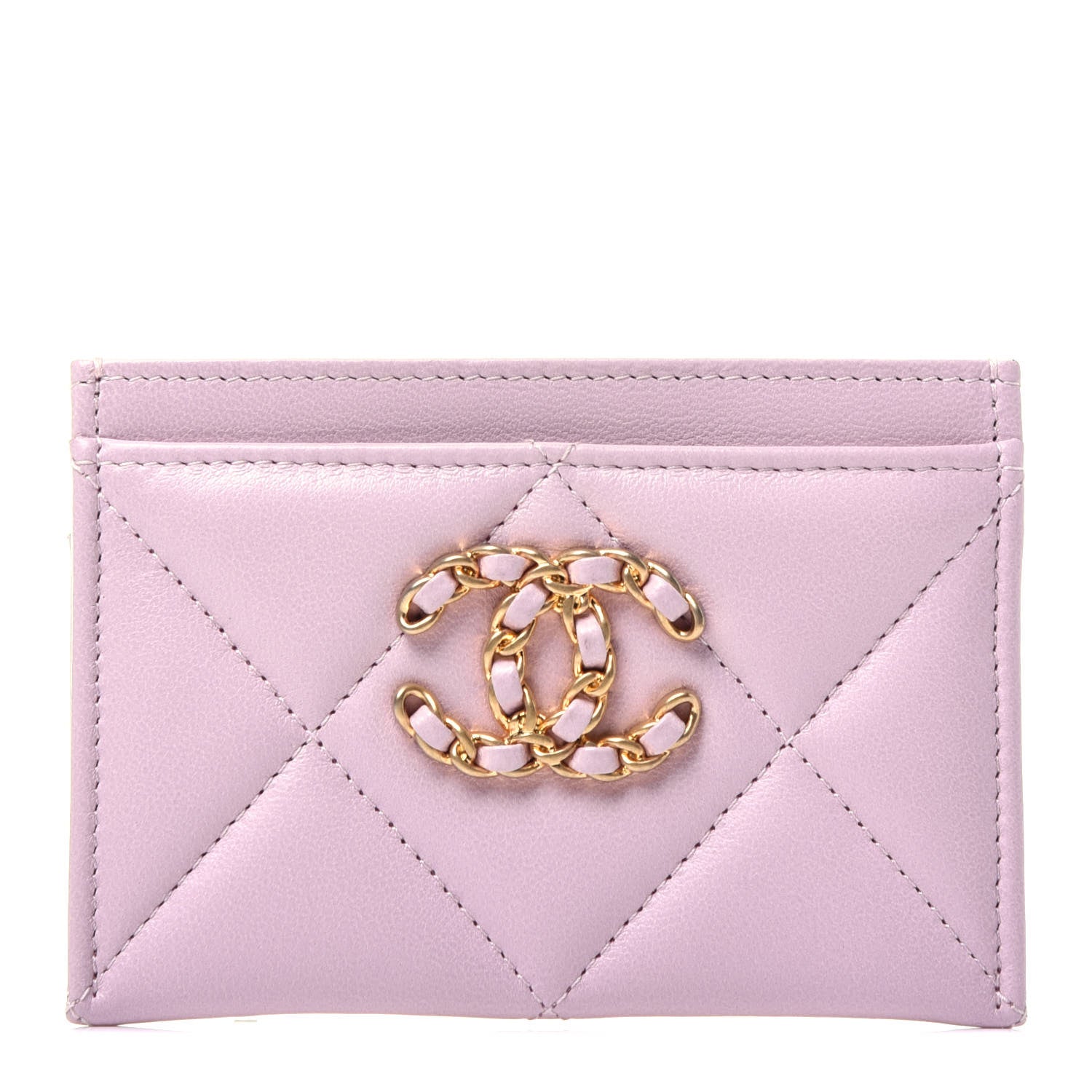 Chanel Lambskin Quilted Chanel 19 Card Holder Light Pink 1 of 9