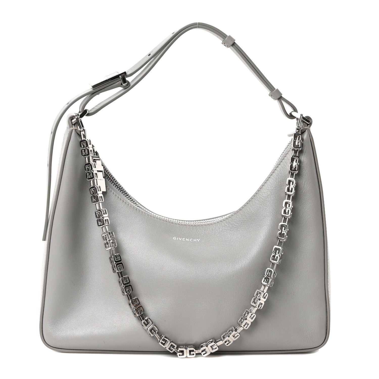 Givenchy Smooth Calfskin Small Moon Cut Out Shoulder Bag Grey 2 of 19