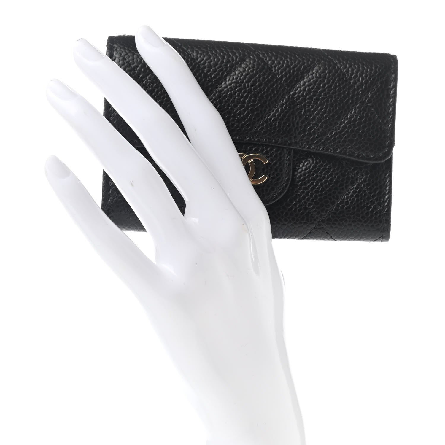 Chanel Caviar Quilted Flap Card Holder Wallet Black 2 of 9