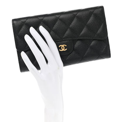 Chanel Caviar Quilted Large Flap Wallet Black 2 of 9