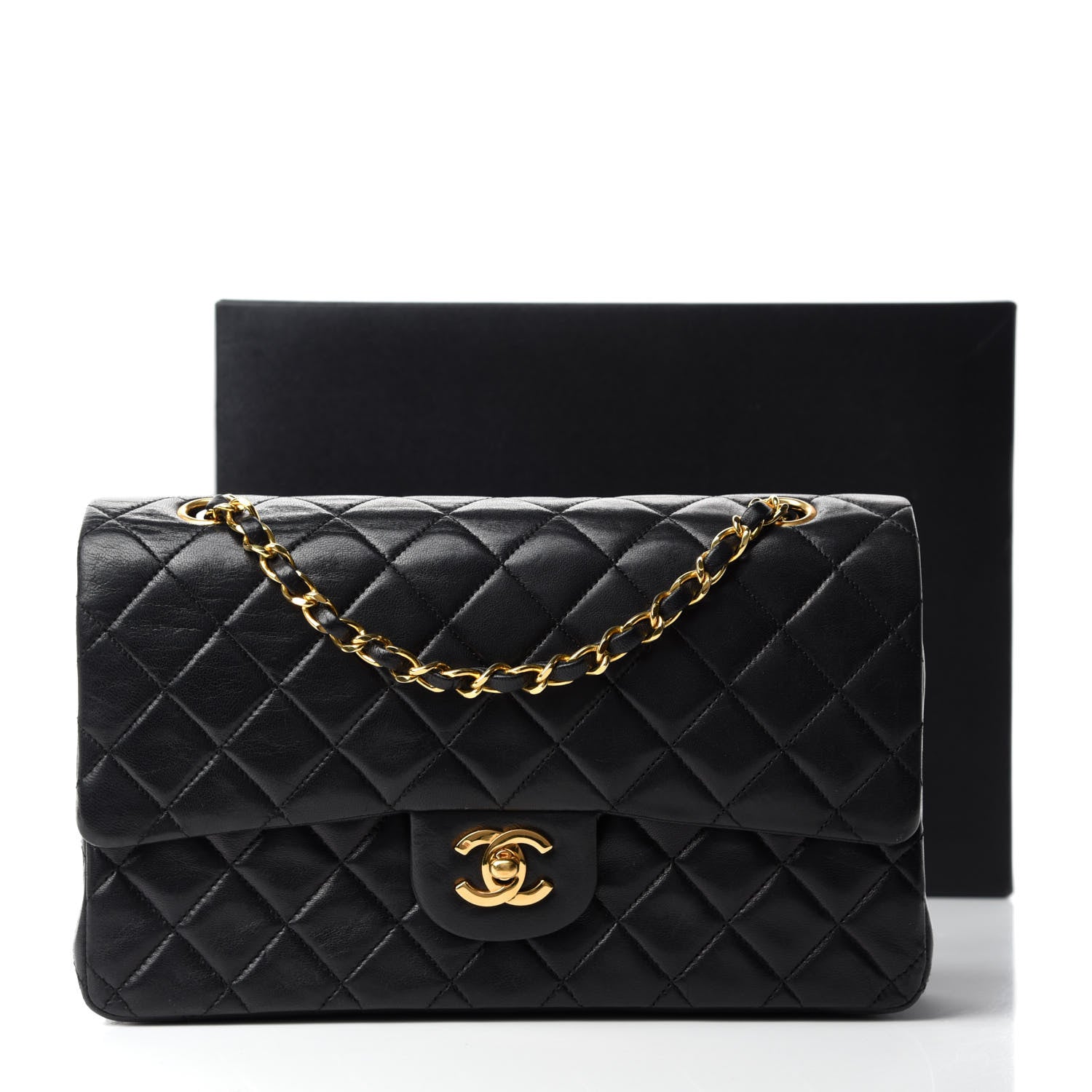 Chanel Lambskin Quilted Medium Double Flap Black 17 of 17
