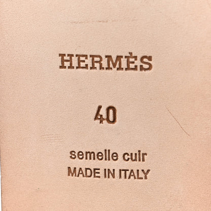 Hermes Box Calfskin Oran Sandals 40 Black Vieux Rose 6 of 8