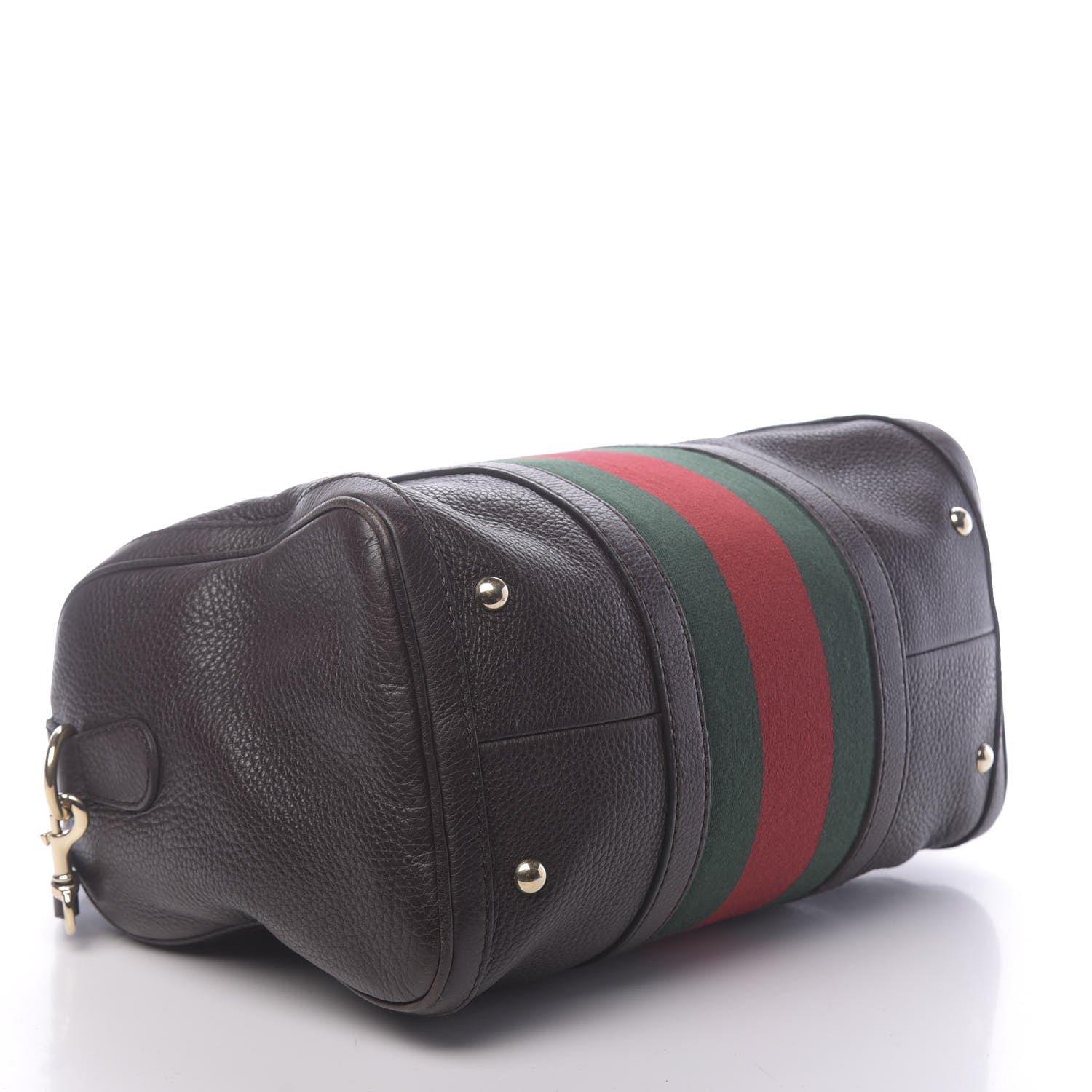 Gucci Calfskin Vintage Web Medium Boston Dark Brown 4 of 10