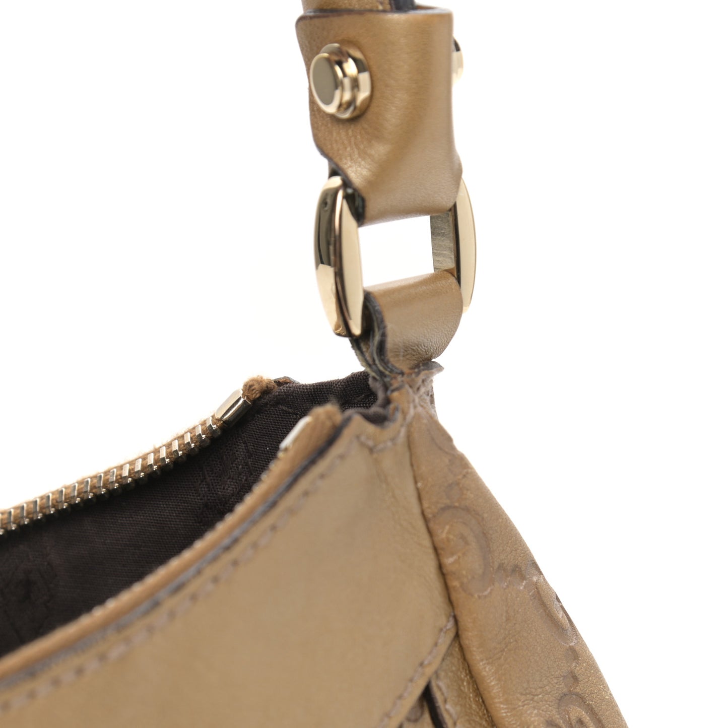 Metallic Guccissima Medium D Gold Hobo Gold