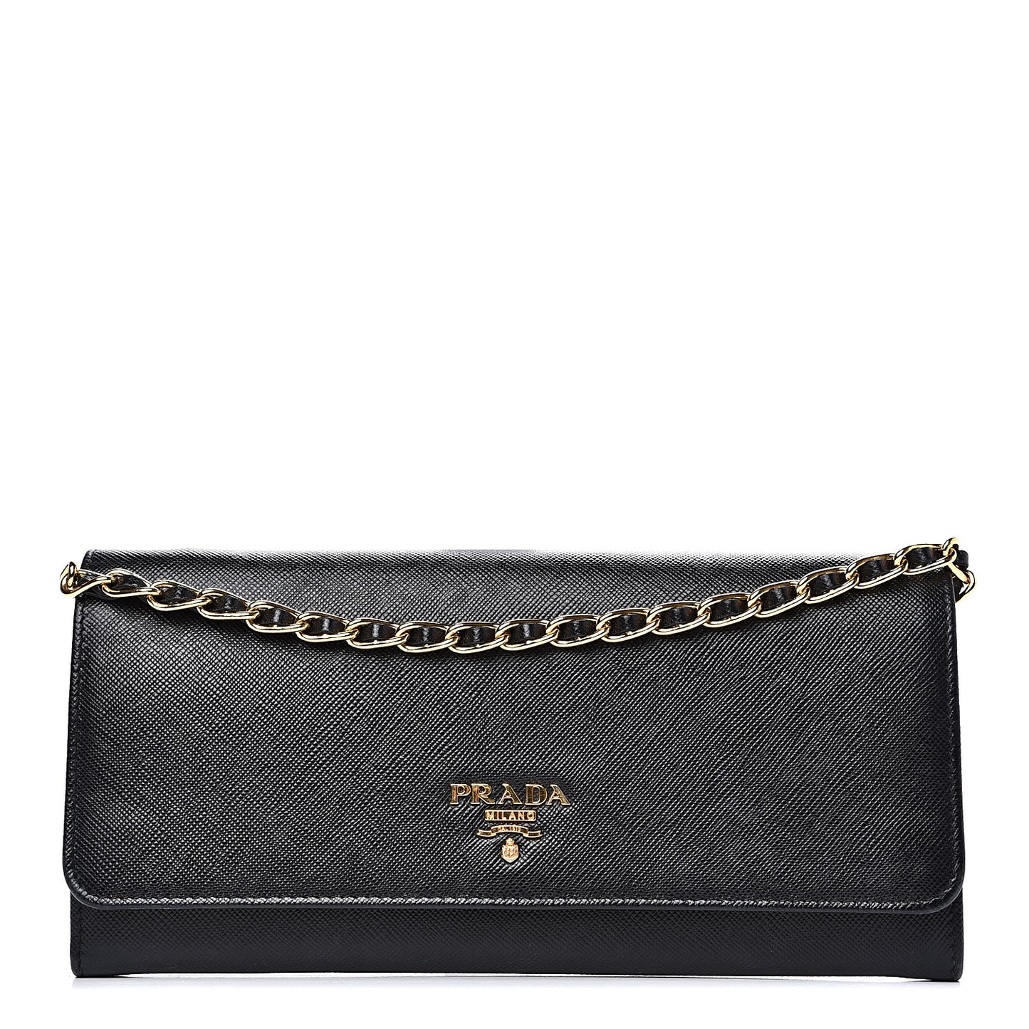 Saffiano Metal Oro Chain Wallet Black