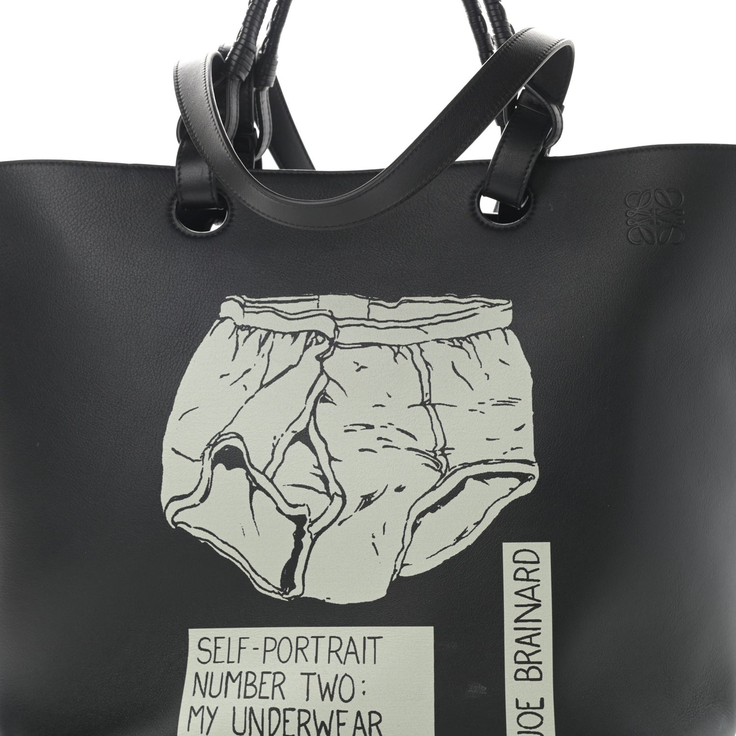Calfskin Underwear Print Large Double Handle Tote Black