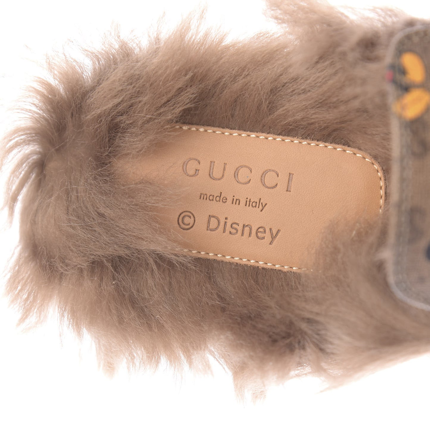 X DISNEY Mini Vintage GG Supreme Monogram Mickey Mouse Fur Womens Princetown Slippers 39 Beige Vintage Sun Oil