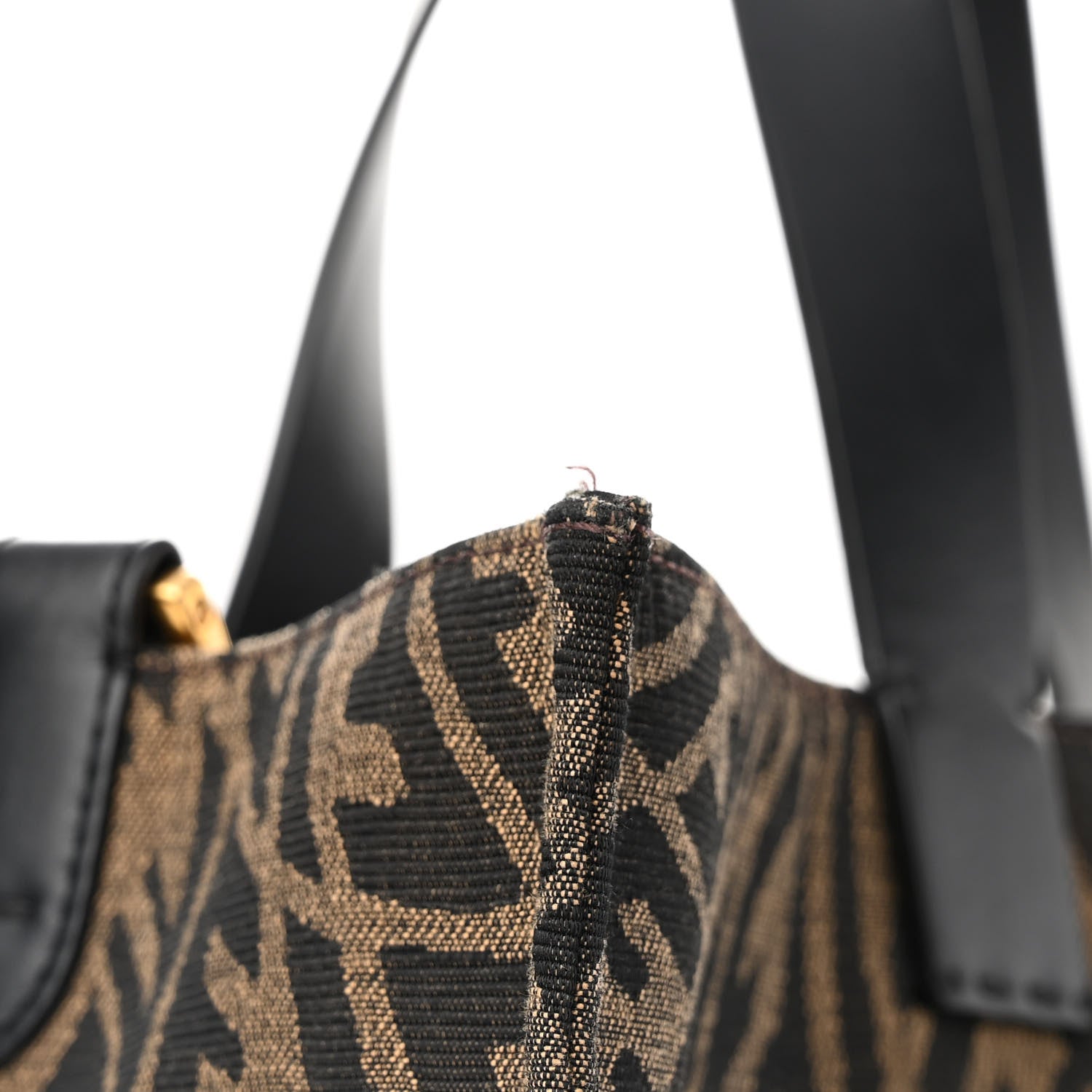 Fendi X SARAH COLEMAN Fabric Jacquard Vitello King FF Vertigo Shopping Tote Bag Tobacco Moro Black 11 of 11
