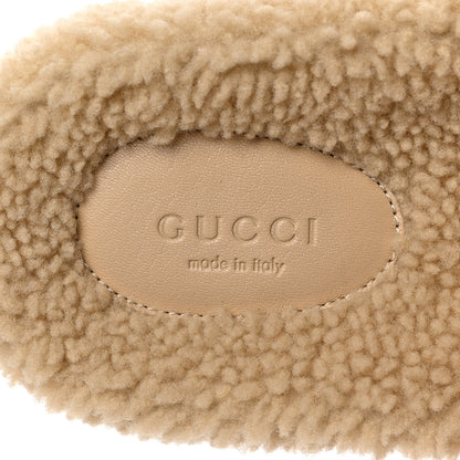 Gucci Shearling Womens Eileen Slide Sandals 38 Cocoa Butterscotch 7 of 7