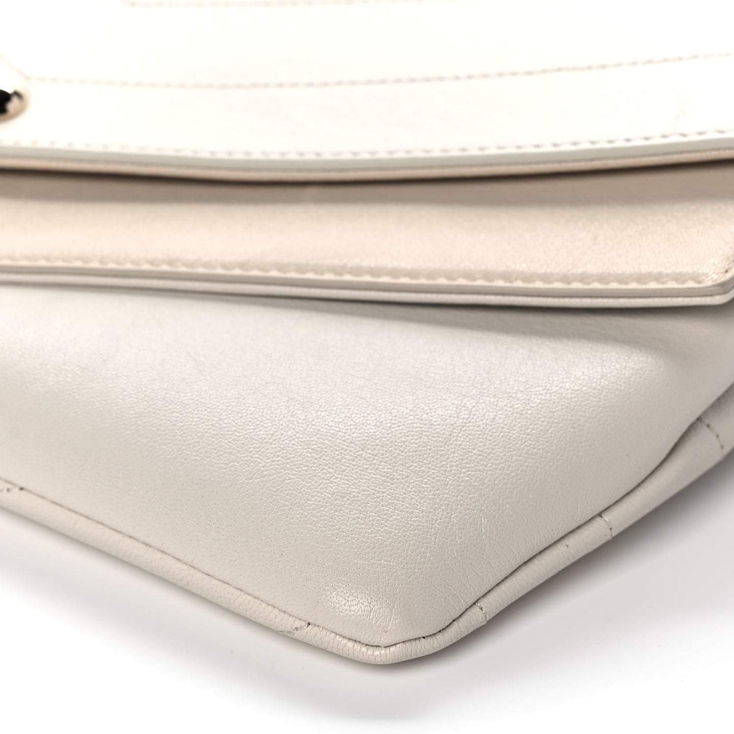 Sheepskin Chevron Quilted Double Chevron Wristlet Clutch White