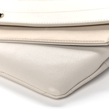 Chanel Sheepskin Chevron Quilted Double Chevron Wristlet Clutch White 12 of 12