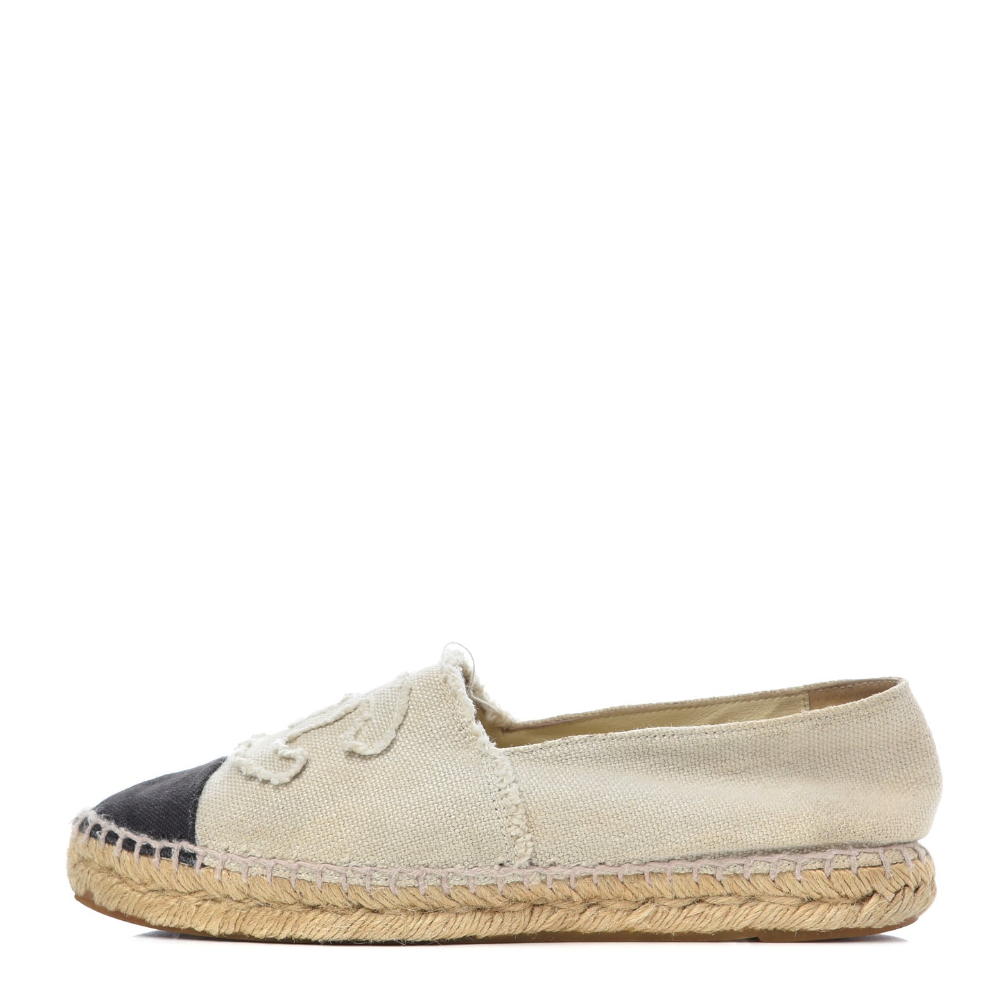 Linen CC Espadrilles 38 Beige Black