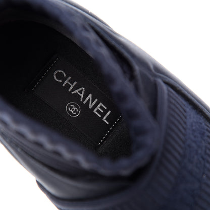 Chanel Stretch Fabric CC Sneakers 38 Blue 8 of 10