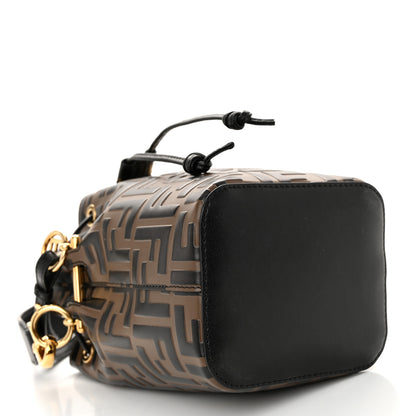 Fendi Vitello Liberty F is Fendi Bi-Color FF 1974 Embossed Mini Mon Tresor Bucket Bag Maya Black 4 of 10