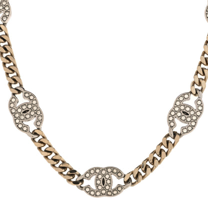 Chanel Crystal Chain CC Link Choker Gold Silver 1 of 4