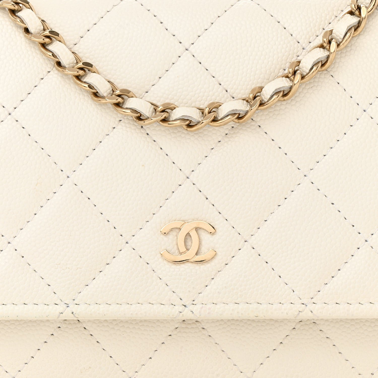Chanel Caviar Quilted Wallet on Chain WOC White 9 of 14