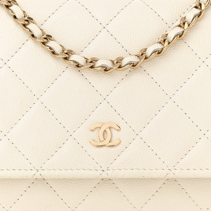 Chanel Caviar Quilted Wallet on Chain WOC White 9 of 14
