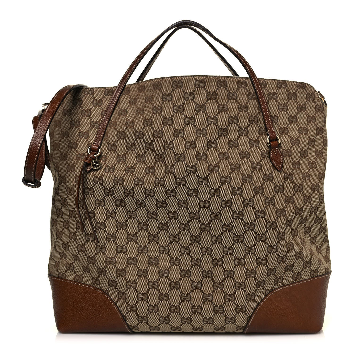 Gucci Monogram Large Bree Foldover Tote Beige Tabacco 1 of 15