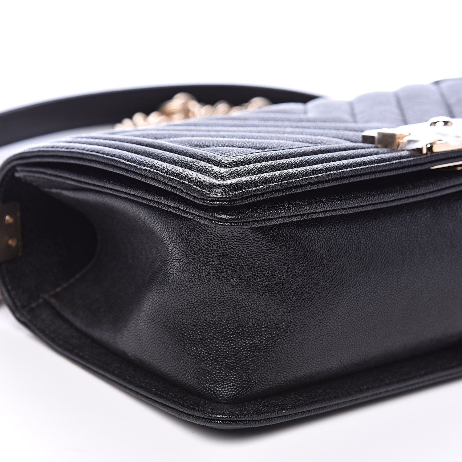 Chanel Caviar Chevron Quilted Medium Boy Flap Black 8 of 11